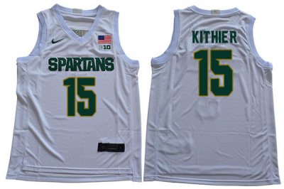 Men Michigan State Spartans NCAA #15 Thomas Kithier White Authentic Nike Stitched College Basketball Jersey AK32L18QJ
